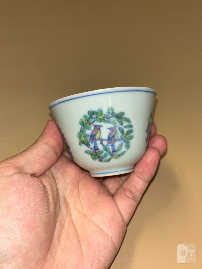 明成化 斗彩花鸟纹杯 - 图4